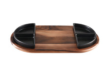 Load image into Gallery viewer, Charcuterie / Serving Tray w/ 4 Triangular Ceramic Bowls