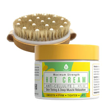 Заредете изображение във визуализатора на галерията – Pursonic Anti Cellulite & Muscle Relaxation Hot Cream with Bath Brush and Rubber Massager - Lotus Wooden Handle