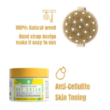 Заредете изображение във визуализатора на галерията – Pursonic Anti Cellulite & Muscle Relaxation Hot Cream with Bath Brush and Rubber Massager - Lotus Wooden Handle