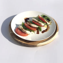 Заредете изображение във визуализатора на галерията – Zavis Green Acacia Wood Round Stackable Plate / Platter 8" | Dishwasher Safe