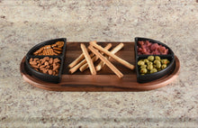 Load image into Gallery viewer, Charcuterie / Serving Tray w/ 4 Triangular Ceramic Bowls
