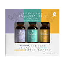Заредете изображение във визуализатора на галерията – 3 Pack Aromatherapy Essential oils (Lavender, Eucalyptus, Frankincense)
